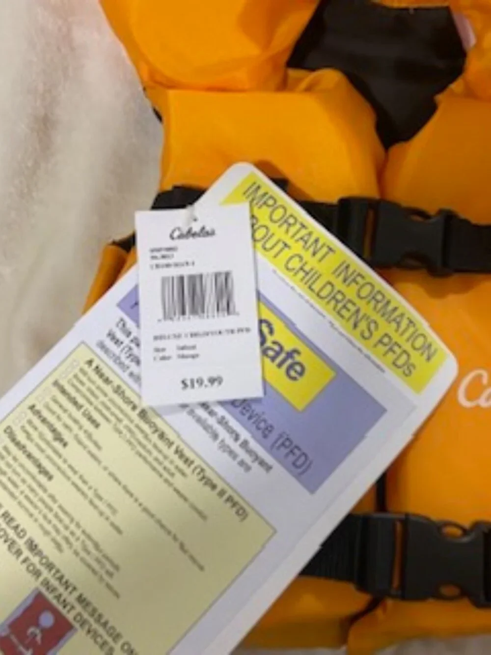 Cabela's Infant Life Jacket ~ Mango ~ Near Shore Buoyant Vest (Type II PFD)